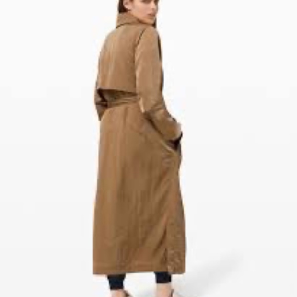 LULULEMON CLASSIC FIT TRENCH COAT CAMEL BROWN LARGE NWT - Picture 3 of 12